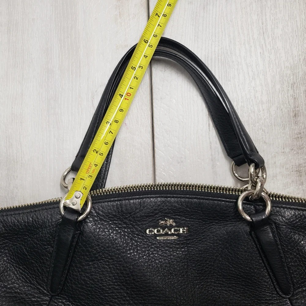 Coach F36675 Pebble Leather Kelsey Satchel Handbag Black with Silver Hardware - Picture 13 of 16